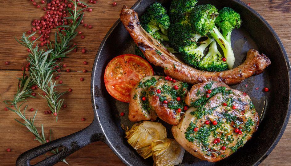 Grilled Tomahawk Pork Chop 26 oz / Pesto Butter